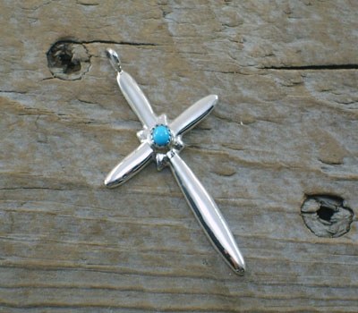 Pendant- Native American Silver cross and Turquoise